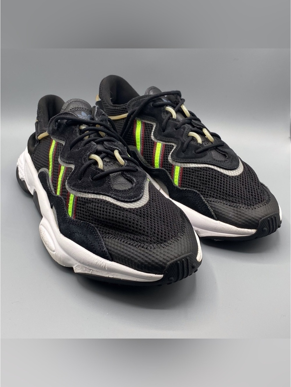 adidas Black Sneakers with Neon Green and Red Accents